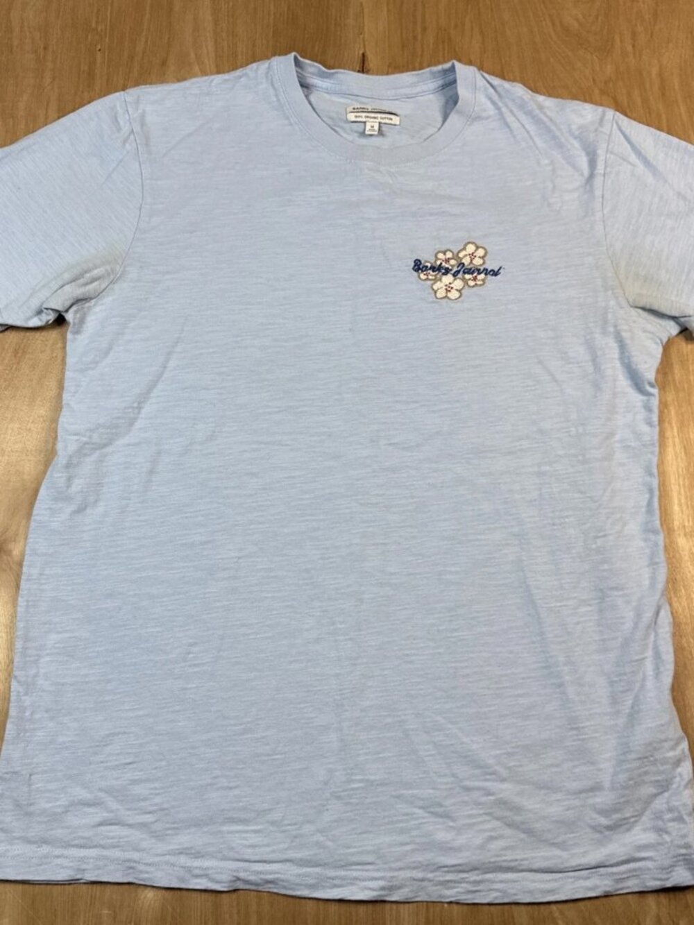 Bank Journal Mens Light Blue Organic Cotton Embroidered Logo Short Sleeve Tee M